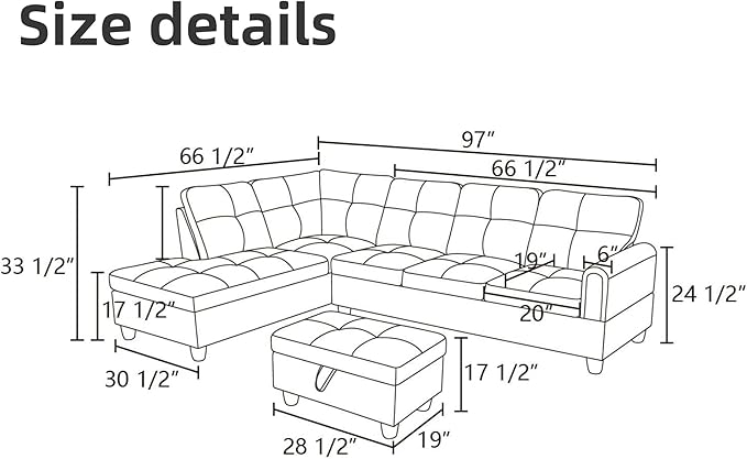 L Shaped Sectional Couches, Leather Couch Modular Sectional Sofa - Image 2