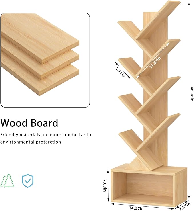 9 Tier Tree Bookshelf, Christmas Green Bookcase - Image 3