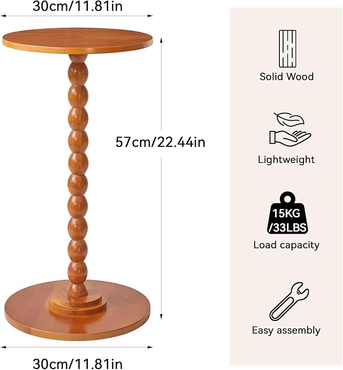 Round Wood Side Table, Small Decorative Table, Nightstand, Modern Side Table - Image 3