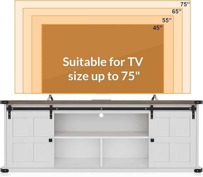 GAOMON 70" Farmhouse TV Stand for 80/75/70 Inch TVs, Entertainment Center - Image 4