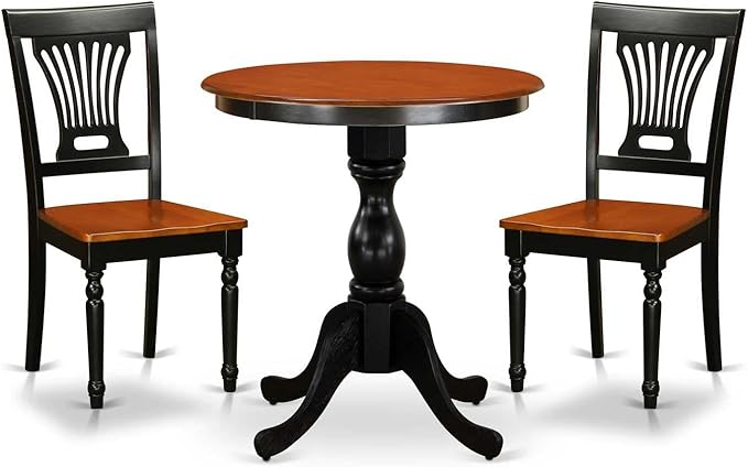 East West Furniture ESVA3-BCH-W 3 Piece Dining Table Set - Image 6