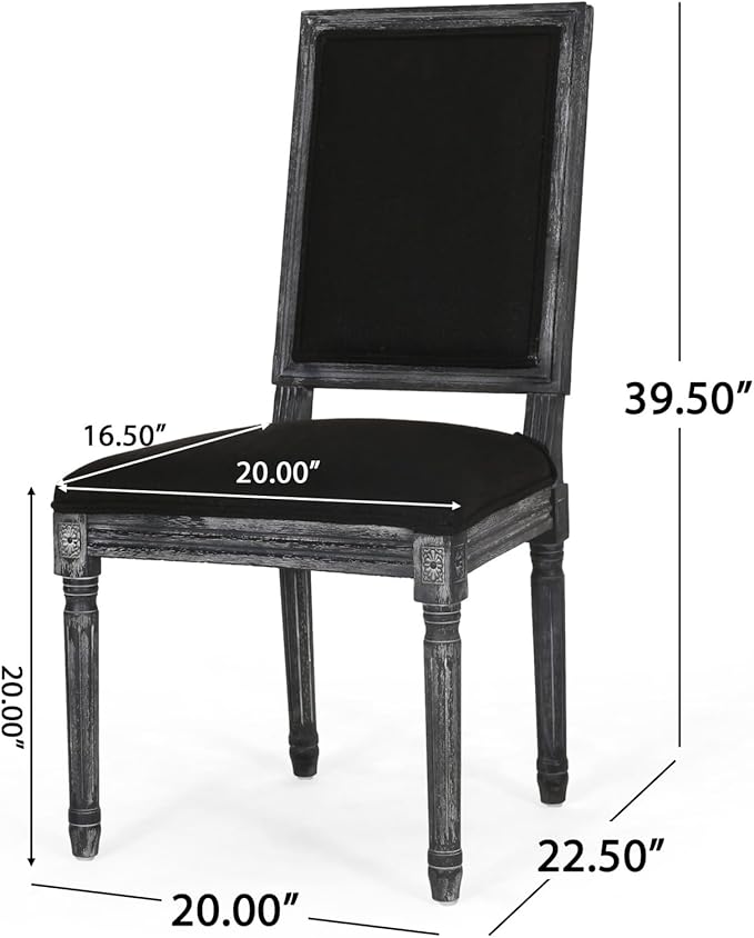 Merax Upholstered Solid Wood Dining Chairs Set of 2, French Country Style - Image 2