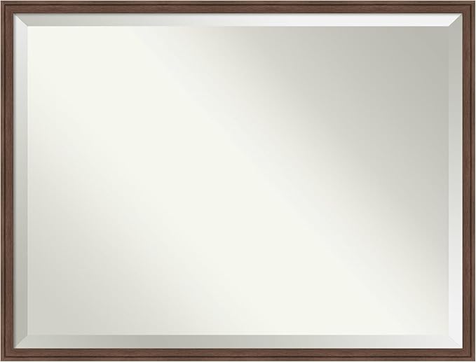 Amanti Art Brown Wall Mirror 32x42 Florence Medium Brown Rectangle Bathroom by AmantiArt