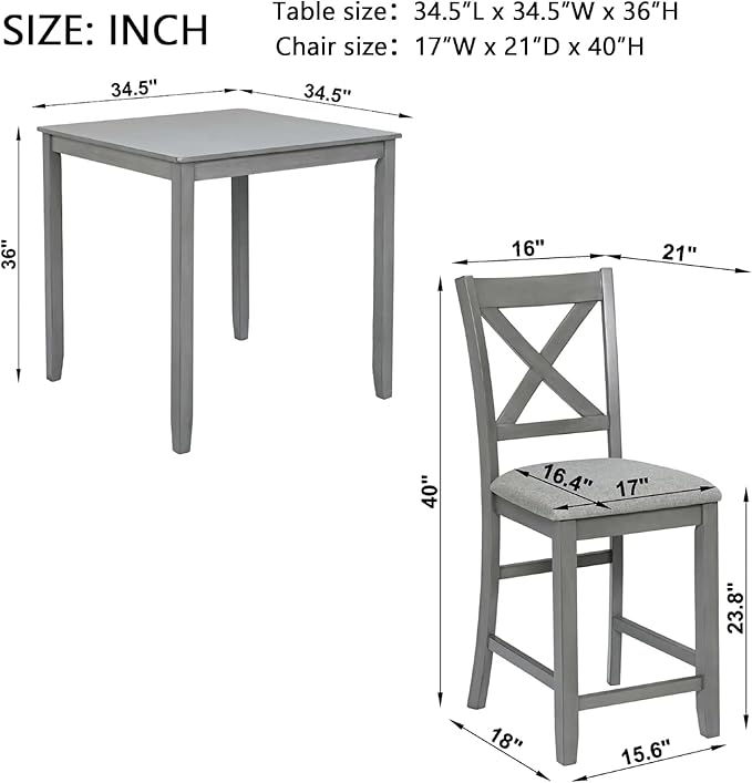 Dining Table Set for 4, Modern 5 Piece Dining Room Table Set - Image 2