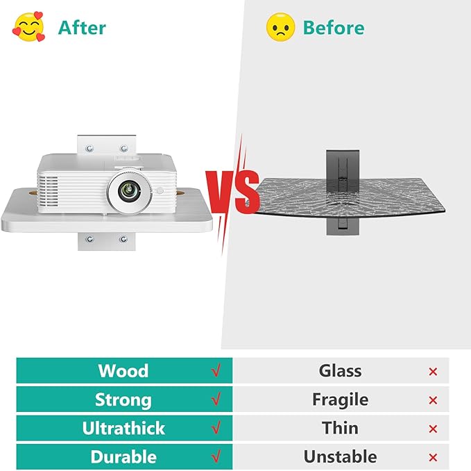 WALI Floating TV Shelves for Wall, Projector Shelf Holds Up to 22lbs, Wooden - Image 6