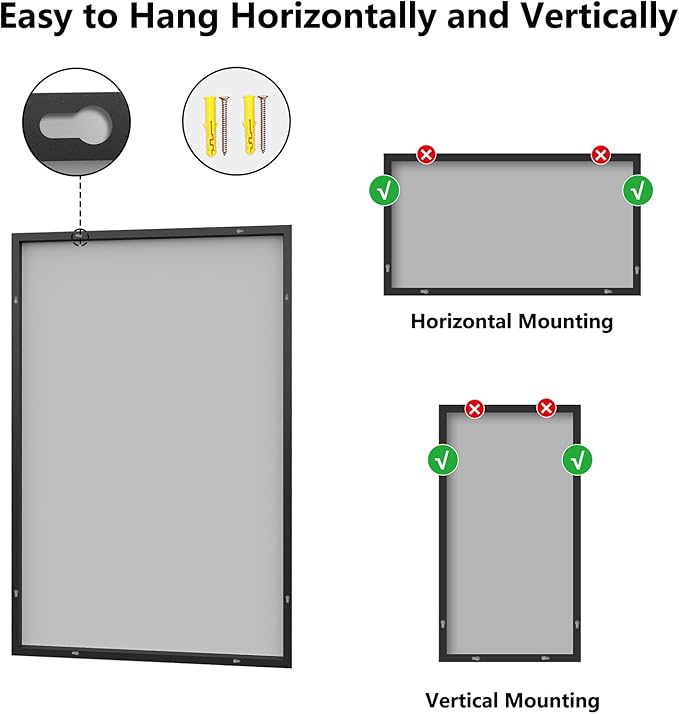 Bathroom Mirror 36x55 Black Bathroom Wall-Mounted Mirrors, Modern Vanity Mirror - Image 8