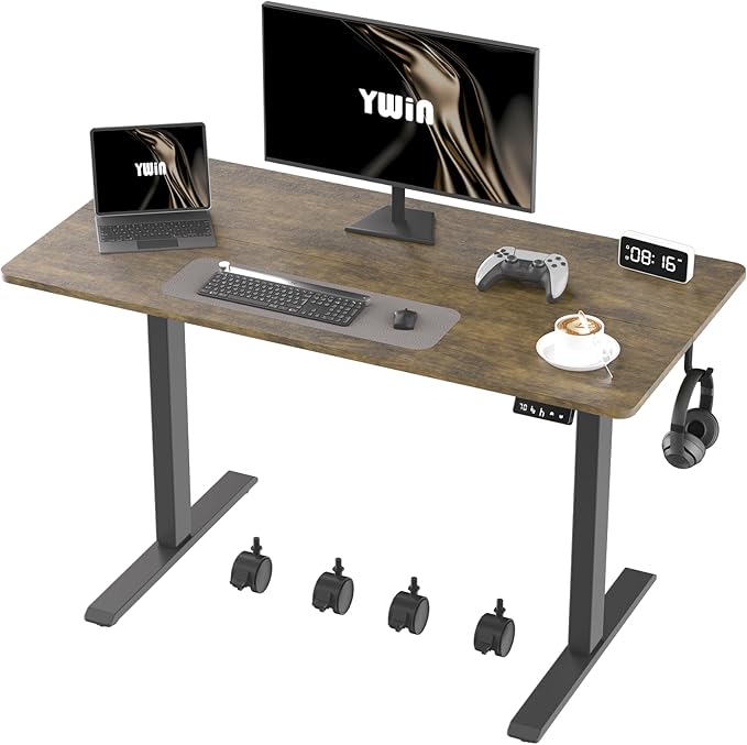 Ywin Electric Height Adjustable Standing Desk, 63 x 24 inches Sit Stand Desk by Unknown