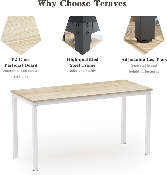 Teraves Computer Desk/Dining Table Office Desk Sturdy Writing Workstation - Image 8
