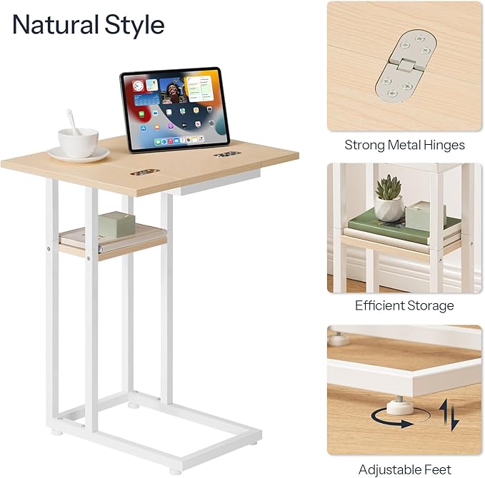HOOBRO Foldable End Table, C Shaped Side Table - Image 7