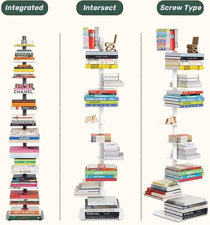 9-Tier Spine Bookshelf Metal Bookcase 5 Colors Vertical Bookshelf Tower - Image 4