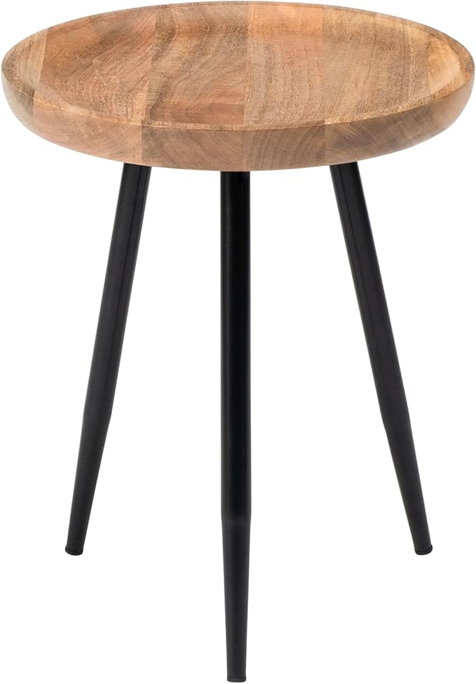 MH London Lydia Round Small End Table & Side Table Solid Wood, Natural top by MHLondon