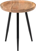 MH London Lydia Round Small End Table & Side Table Solid Wood, Natural top by MHLondon