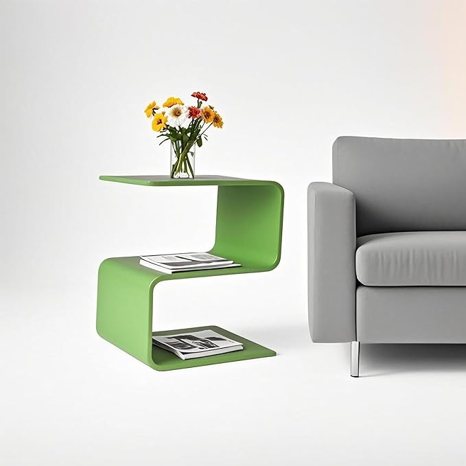 Acrylic Side Table, 17.7" H S-Shaped end Table - Image 3