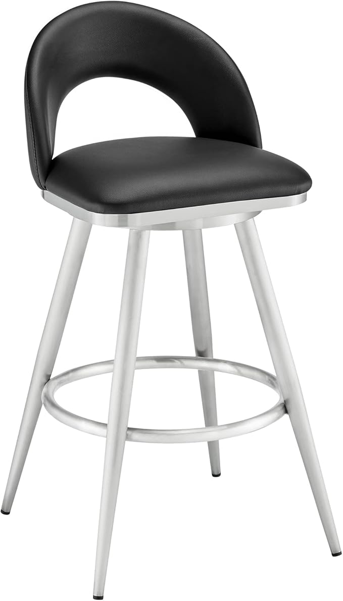 Armen Living Charlotte Swivel Bar Stool in Brushed Stainless Steel by ArmenLiving