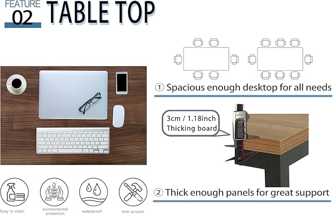 55 Inch Desk - Sturdy Metal Frame Computer Desk, Spacious Office Desk & Writing - Image 4