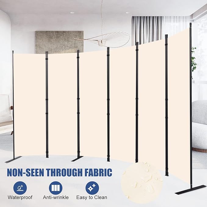 Room Divider and Folding Privacy Screens， 6 Panel Wide Room Divider Wall Screen - Image 3