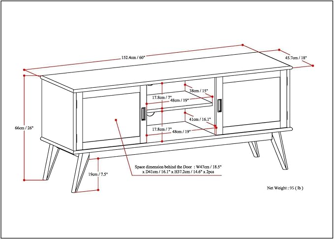 SIMPLIHOME Draper SOLID HARDWOOD 60 inch Wide Mid Century Modern TV Media Stand - Image 15