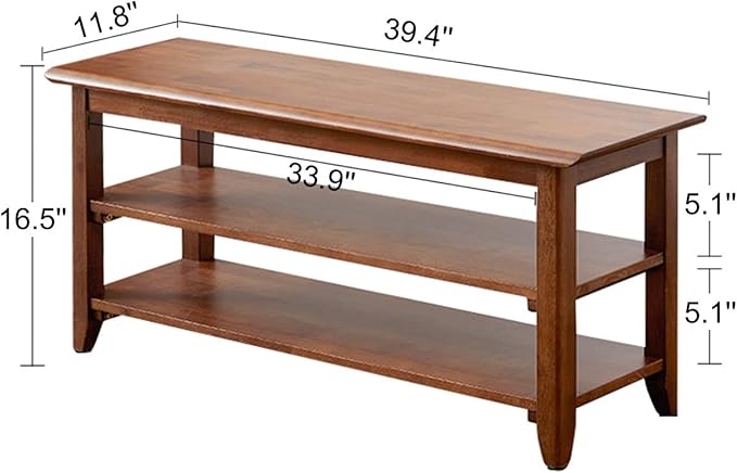 XKZG Storage Bench Wooden Shoe Rack Bench Rustic Solid Wood Entryway Bench - Image 2