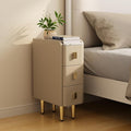 Narrow Nightstand with Drawers, Narrow Side Table Leather, Small Bedside Tables by AQIMUELE-Solidwoodfurniture