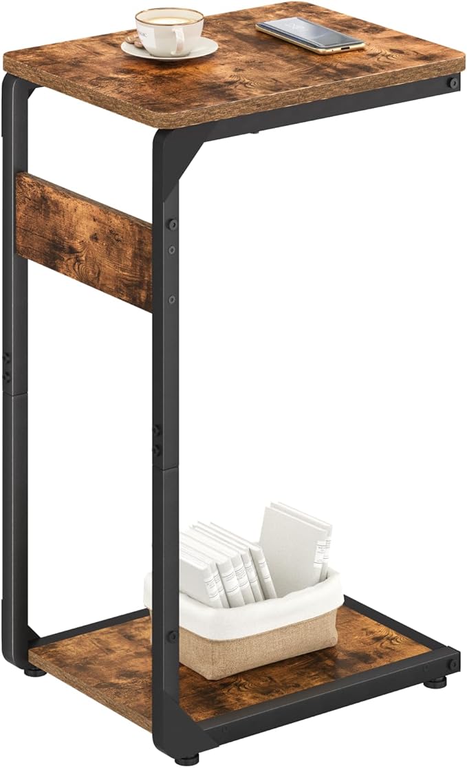 Narrow C-Shaped End Table, Small Side Table by Unknown