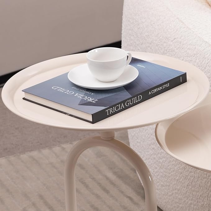 Lantern-Shaped Metal End Table, Small Round Side Accent Pedestal Modern Coffee - Image 2