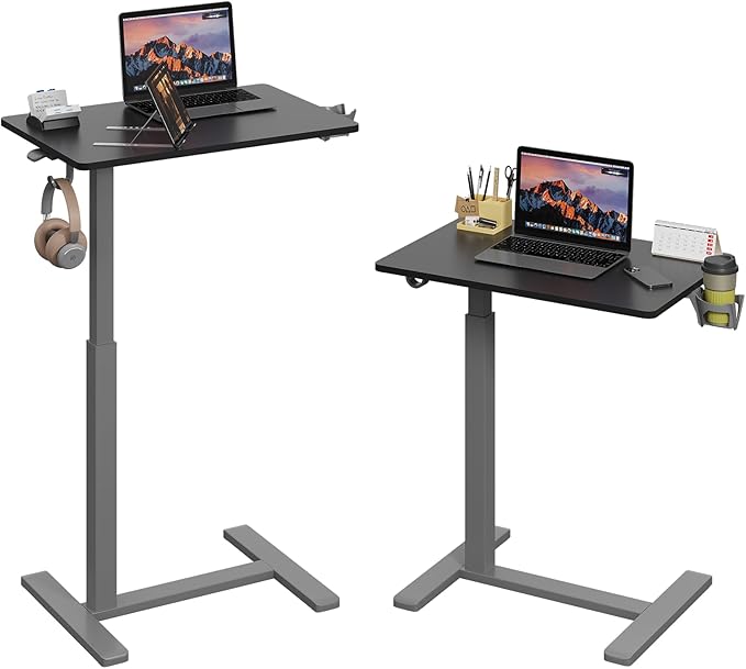 Gas Spring Adjustable Height Rolling Portable Laptop Desk, Mobile Standing Desk by Unknown