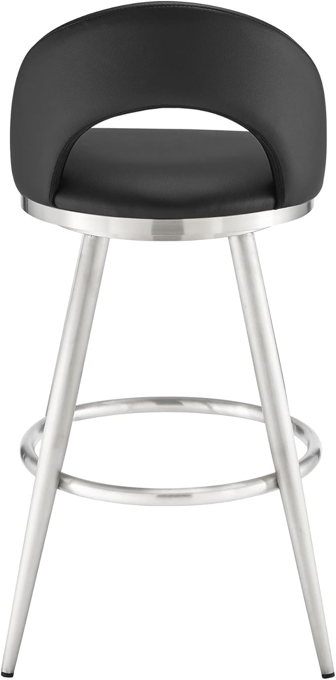 Armen Living Charlotte Swivel Bar Stool in Brushed Stainless Steel - Image 7