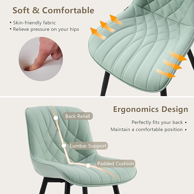 YOUNUOKE Dining Chairs Set of 2 Mid Century Modern Kitchen Chair Comfortable - Image 9