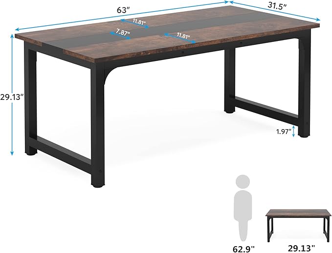 Tribesigns 63” Executive Desk, Large Office Computer Desk - Image 2