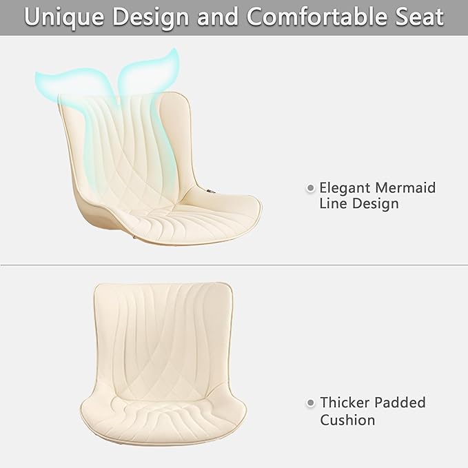 Kidol & Shellder Beige Dining Chairs Set of 2, Faux Leather Upholstered Mid - Image 5
