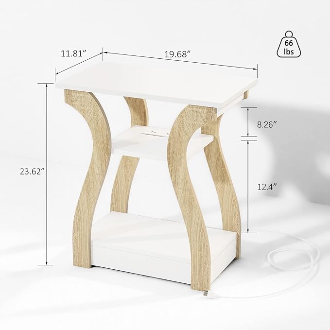 End Table with Charging Station, Side Table with USB Ports and Outlets - Image 3
