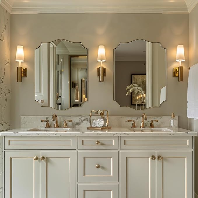 24x32 Gold Mirror, Brushed Gold Scalloped Mirror - Image 9