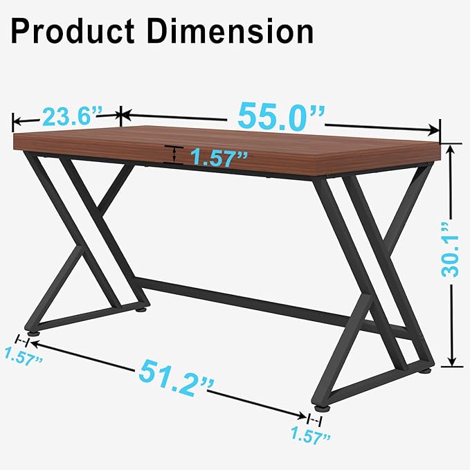 LVB Wood Computer Desk, Rustic Executive Home Office Desk - Image 2