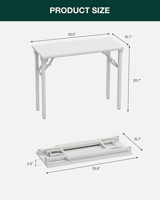 Frylr Small Folding Computer Desk – 35.8 Inch Portable Table - Image 2