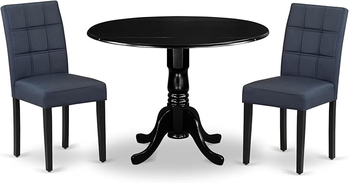 East West Furniture DLAS3-BLK-09 3 Piece Dining Table Set consists A Wood Table by EastWestFurniture