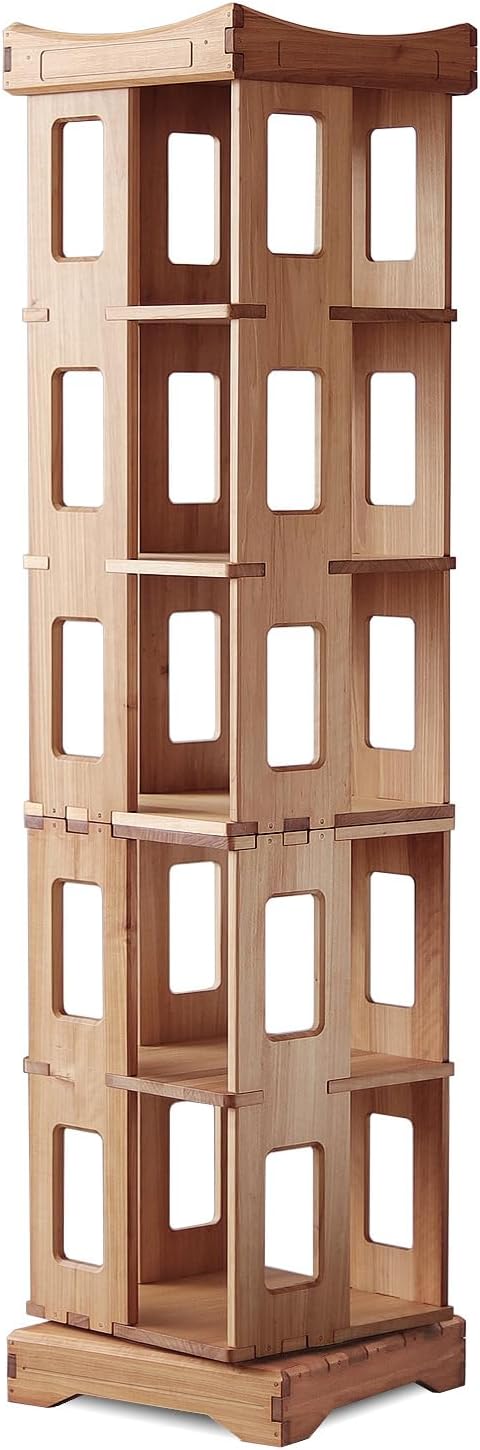 Wooden Rotating Bookshelf, Larger Solid Wood Revolving Bookcase, 360°Spinning - Image 7