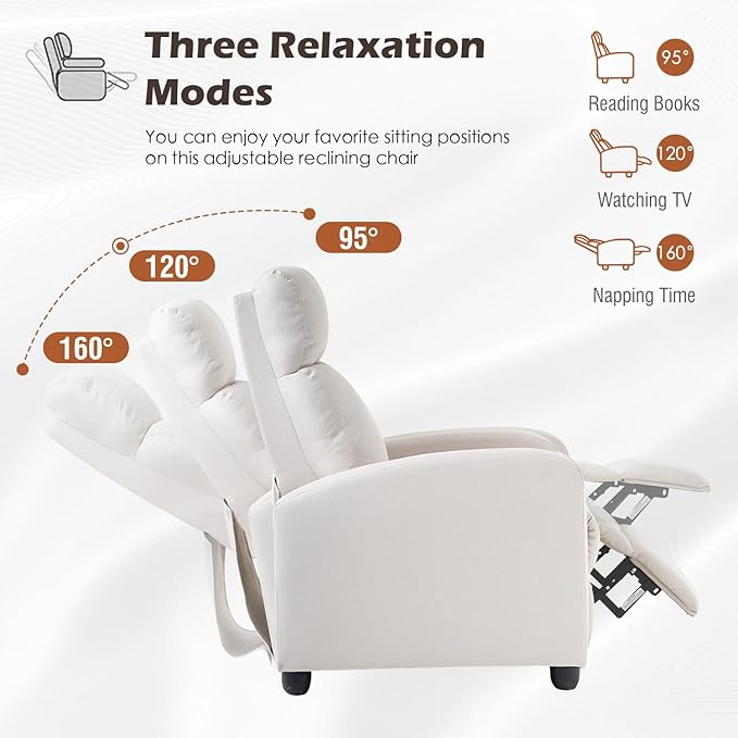 BestMassage | Recliner Chair | No Massage Function | Textile Beige | - Image 6