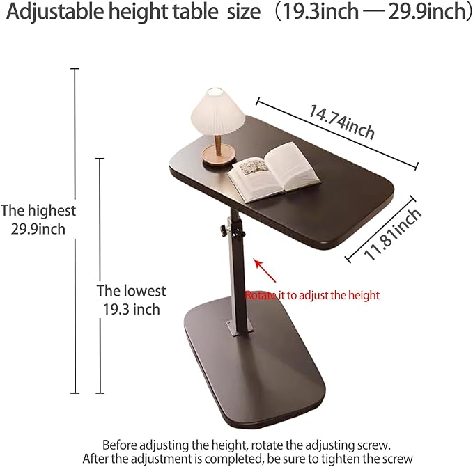 Pedestal C-Shaped Adjustable Small End Tables - Image 2