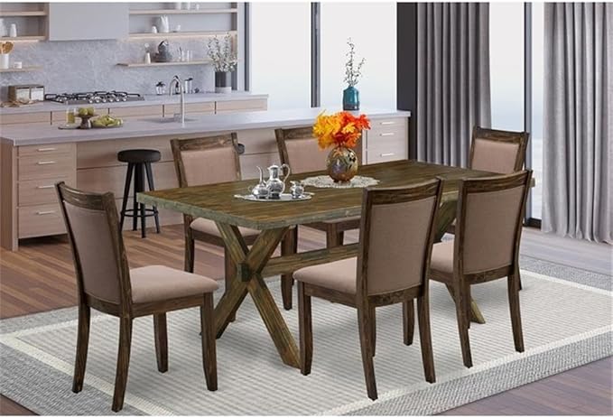East West Furniture X777MZ748-7 7 Piece Dinette Set Consist of a Rectangle - Image 2