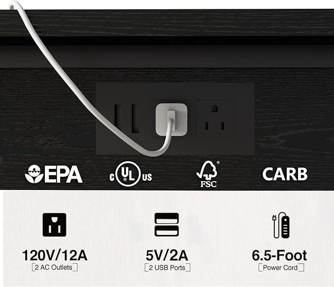 LIDYUK C Shaped End Table with Charging Station, Flip Top Side Table with USB - Image 6