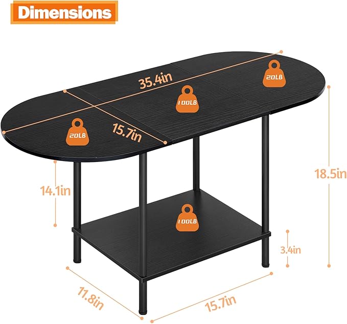 Coffee Tables for Living Room, 2-Tier Small Coffee Table Industrial Modern - Image 2