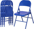 VECELO Metal Folding Chairs 4 Pack, Double Hinged Steel Frame Easy by VECELO