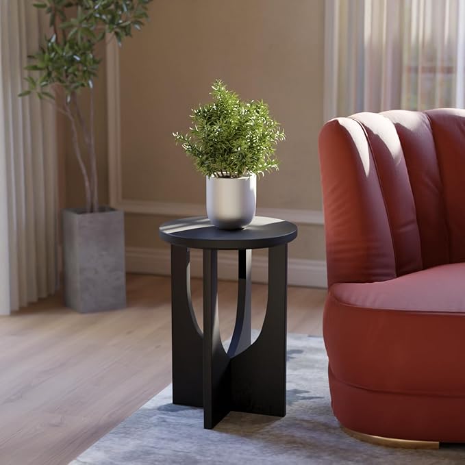 Stupa Solid Wood End Table – 22" Tall Round Side Table by Relso