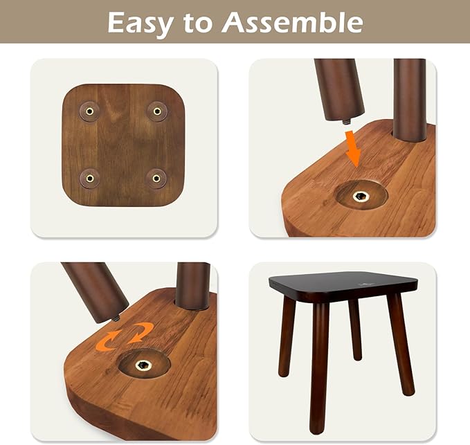 BEE&OAK Wooden Step Stools for Adults, Solid Rubber Wood Non-Slip Step Foot - Image 8