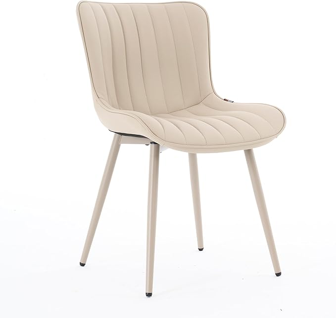 YOUNUOKE Mid-Century Modern Dining Chairs Set of 2, Khaki PU Leather by YOUNUOKE