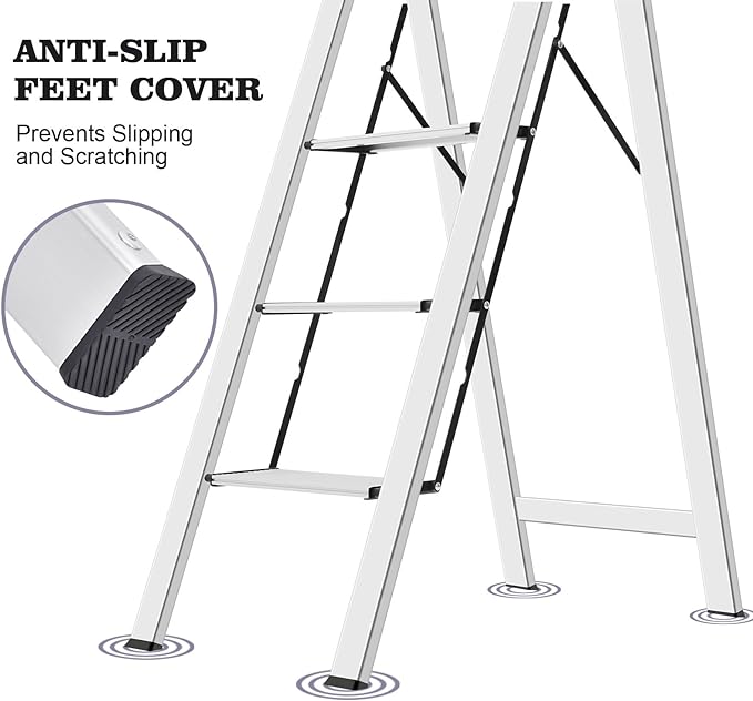 KINGRACK Aluminium 4 Step Ladder, Lightweight Step Stool - Image 3