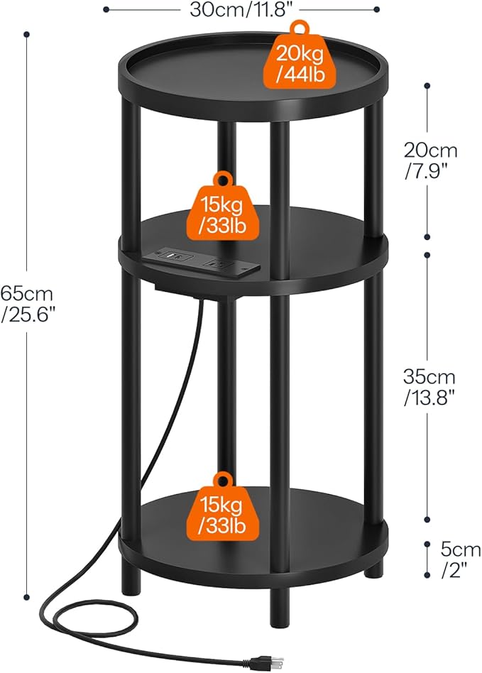 HOOBRO Set of 2 Small Round Side Tables - Image 3