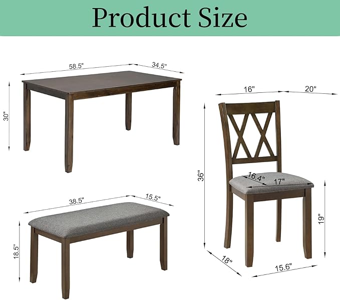 Dining Table Set, Wooden Kitchen Table Set - Image 3