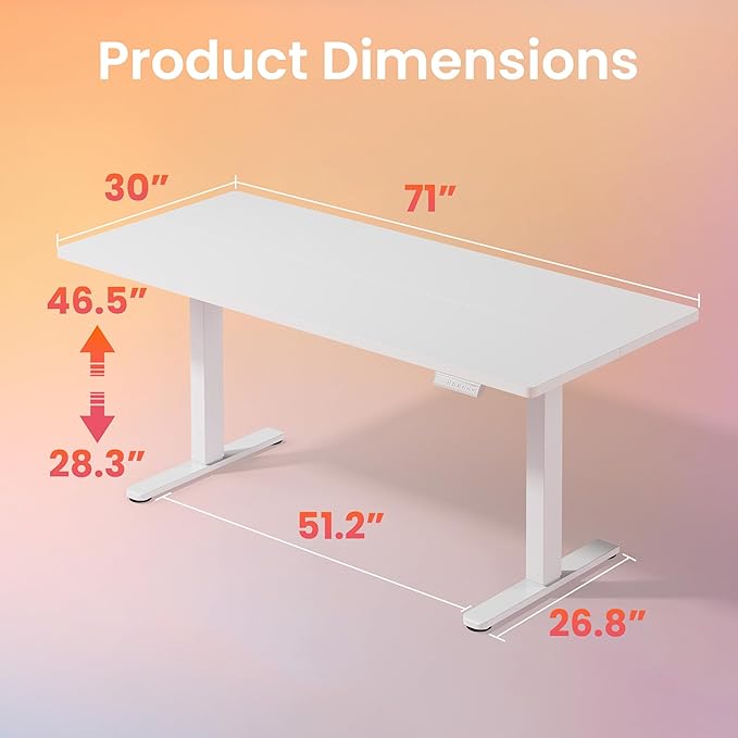 HUANUO 71 x 30 inch Electric Standing Desk Adjustable Height, 4 Memory Height - Image 2
