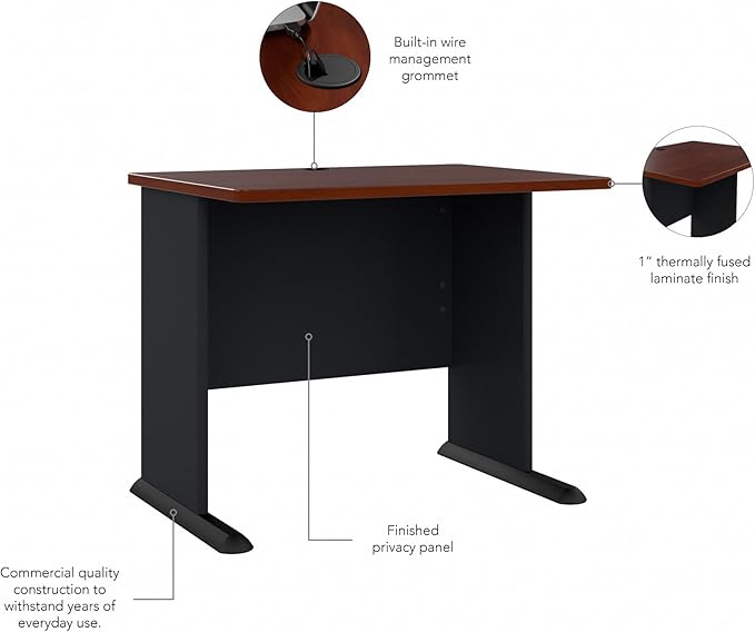 Bush Business Furniture Series A 36W Small Desk in Hansen Cherry and Galaxy - Image 6